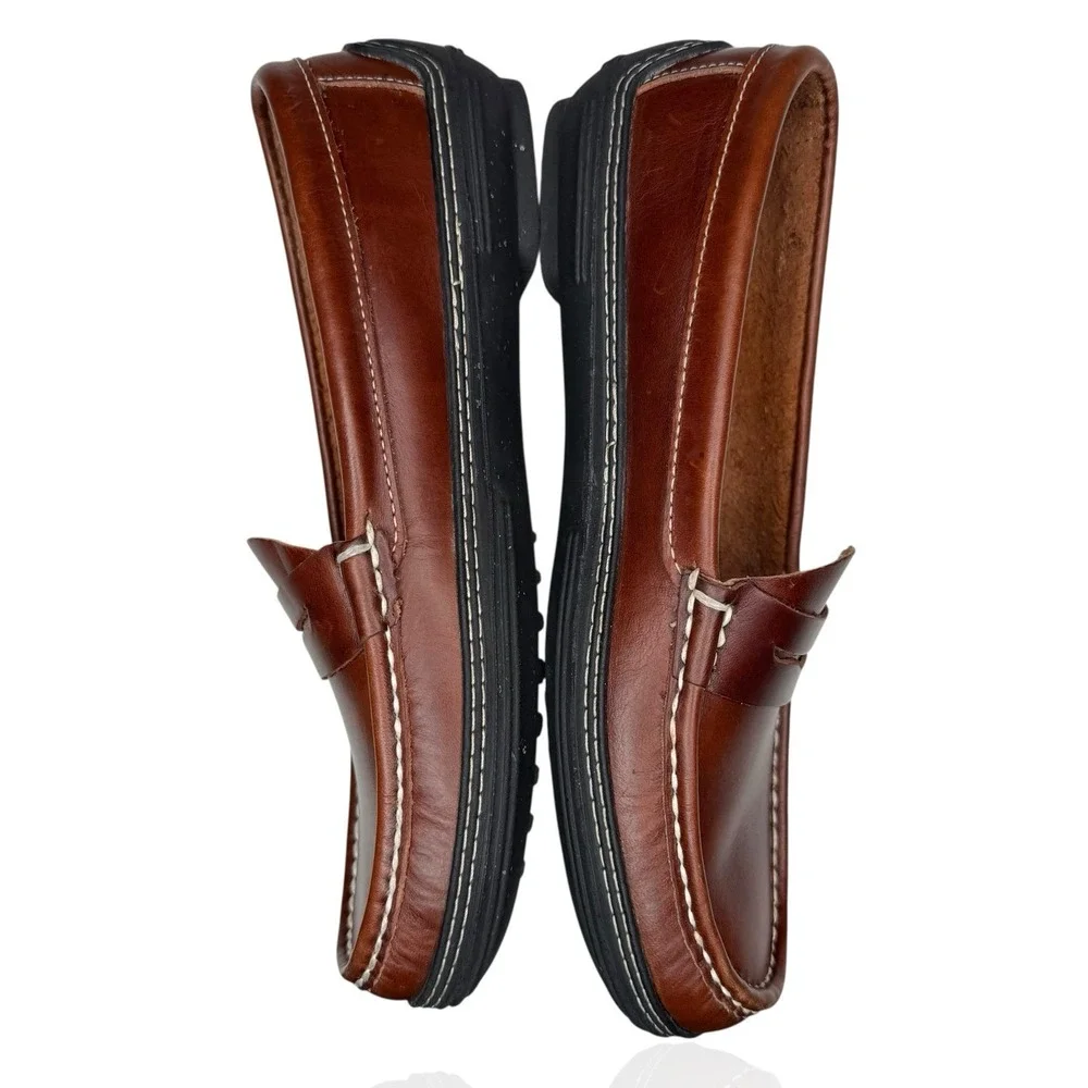 Handsewn Company Men's 8.5 Brown Leather Dress Penny Loafers‎ Drivers Moc Toe